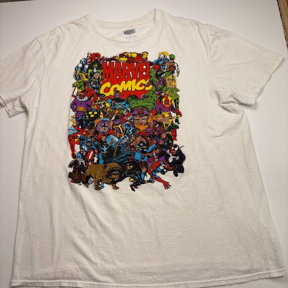 Marvel Comics Character Collage Graphic T-Shirt White Men's XL - Picture 1 of 6